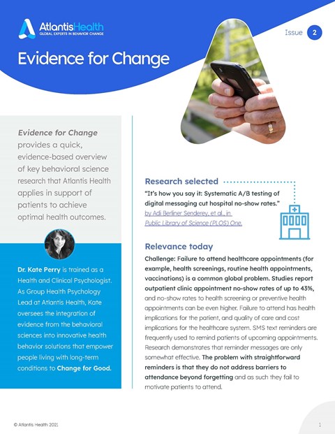 Evidence for Change: Message testing