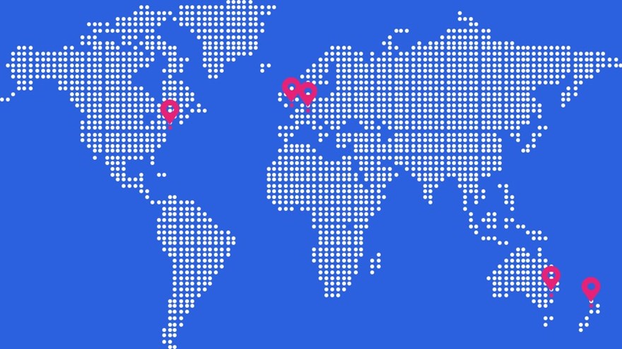 World Map Blue Background