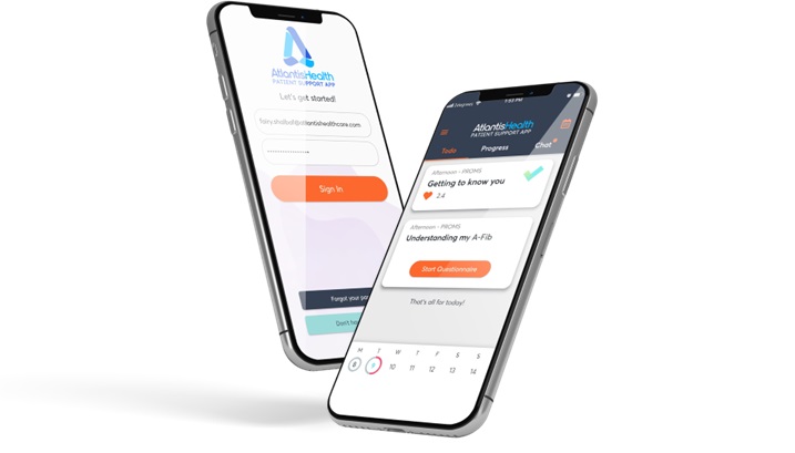 Patient support app on mobile phone